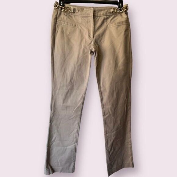 NEW Michael Kors | Tan Khaki Pants Gold Chain Detail Size 6 - Picture 1 of 8
